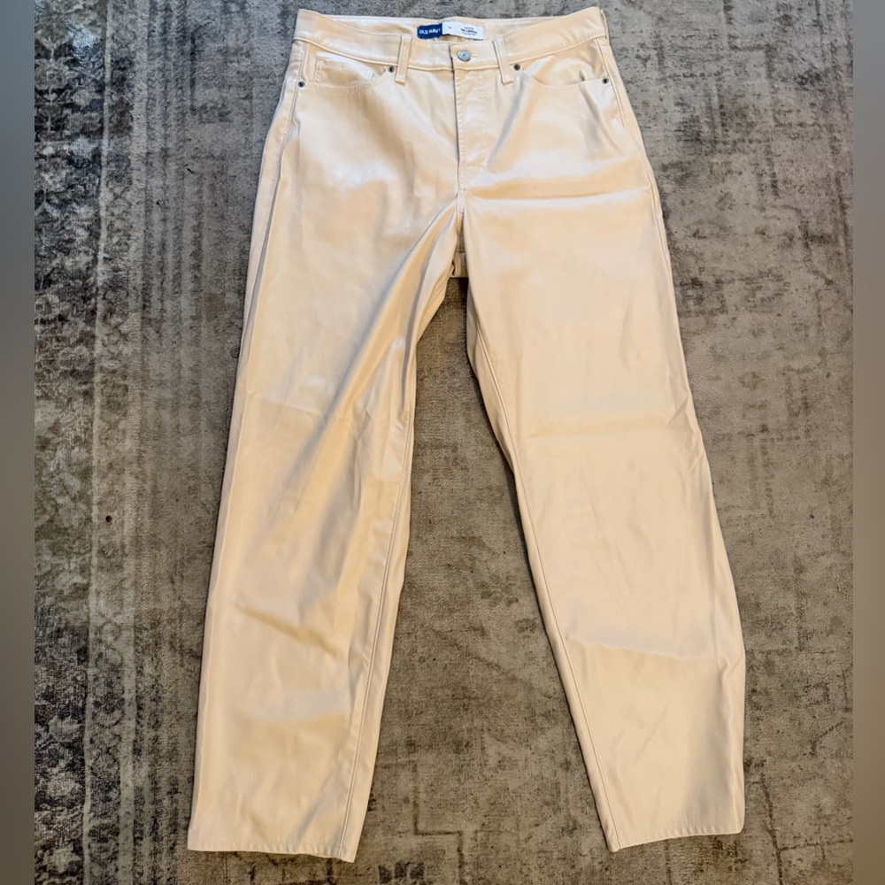 Old Navy High Rise OG Loose White Faux leather pants
